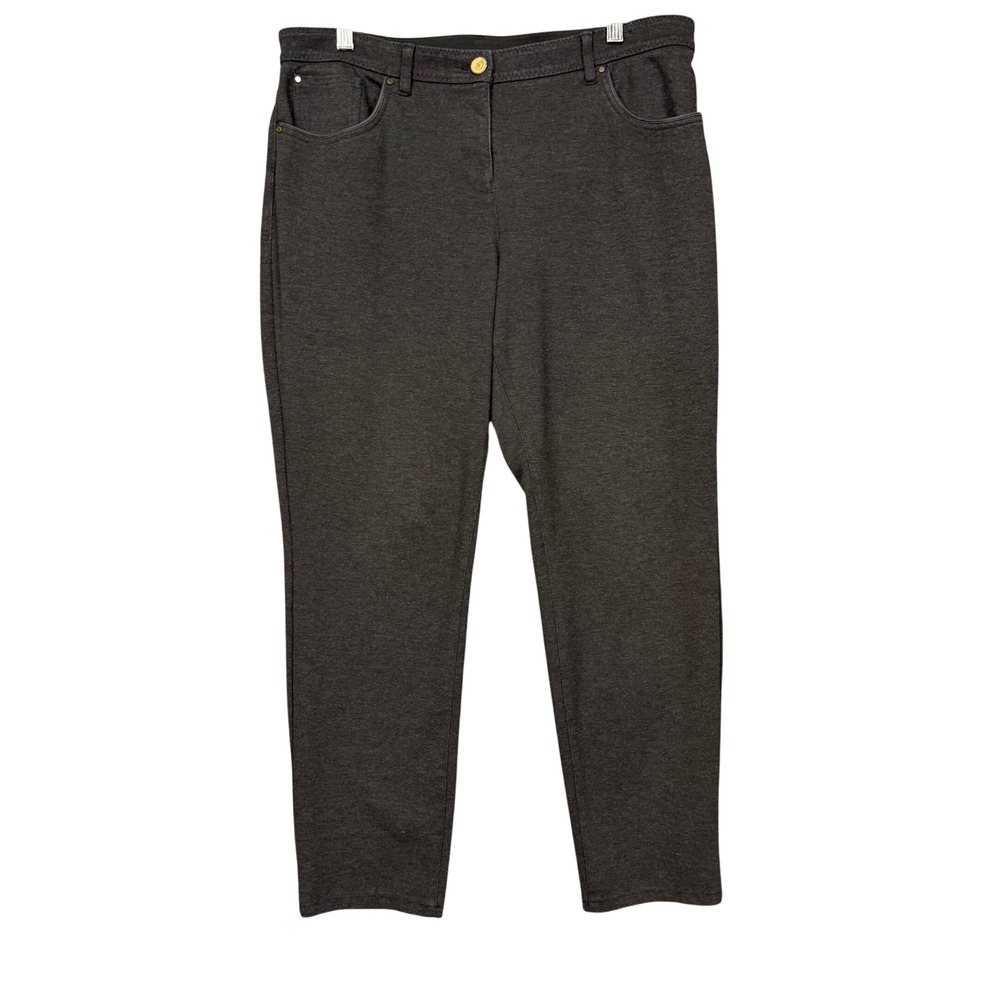 Chicos So Slimming Pants 2 Short Womens 12P Dark Gray Tapered Stretch Workwear